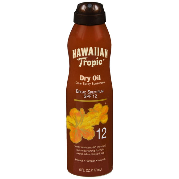 Hawaiian Tropic Dry Oil Clear Spray Sunscreen SPF 12 - 6 OZ