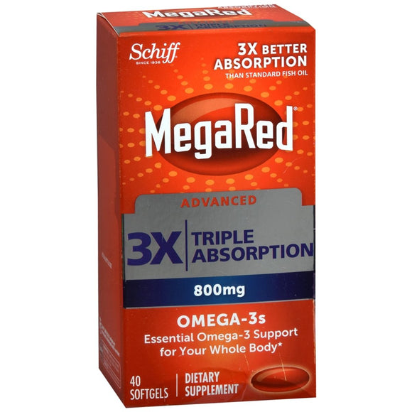 Schiff MegaRed Advanced 3X Triple Absorption 800mg Omega-3 Softgels - 40 CP