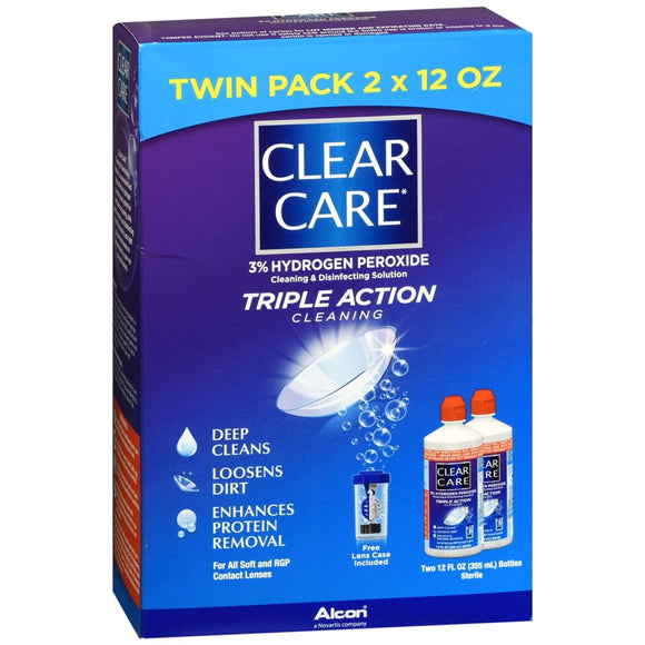 Clear Care Triple Action Cleaning & Disinfecting Solution - 24 OZ