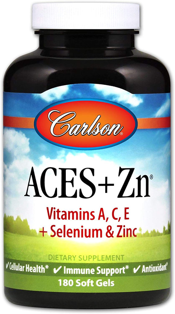 Carlson - ACES + Zn, Vitamins A, C, E + Selenium & Zinc, Cellular Health & Immune Support, Antioxidant, 180 soft gels