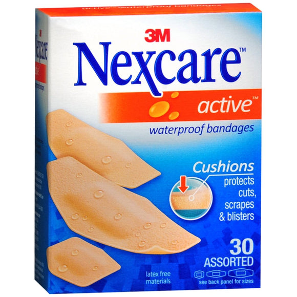 Nexcare Active Waterproof Bandages Assorted - 30 EA