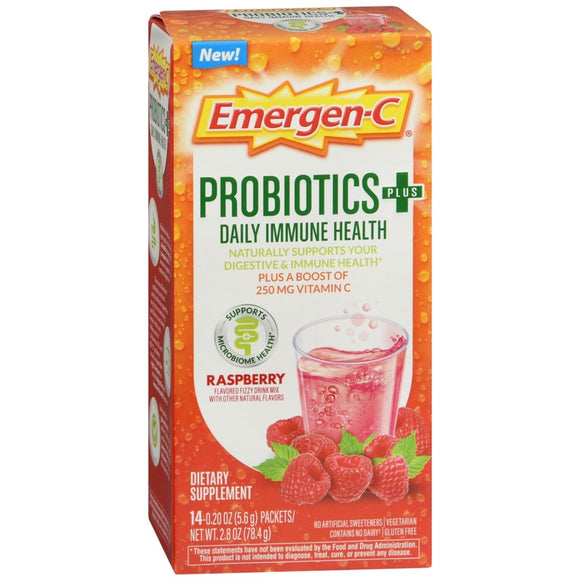 Emergen-C Probiotics Plus Daily Immune Health Dietary Supplement Powder Packets Raspberry - 14 EA