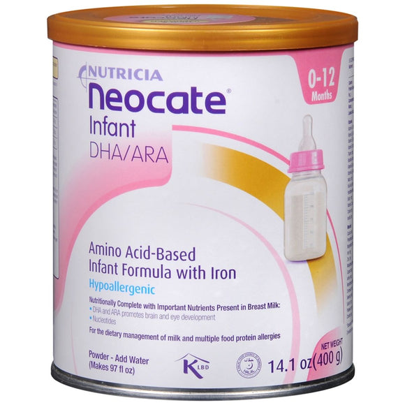 Nutricia Neocate DHA/ARA Amino Acid-Based Infant Formula with Iron Powder 14.1 oz Can makes 97 Fluid Ounces - 400 GM