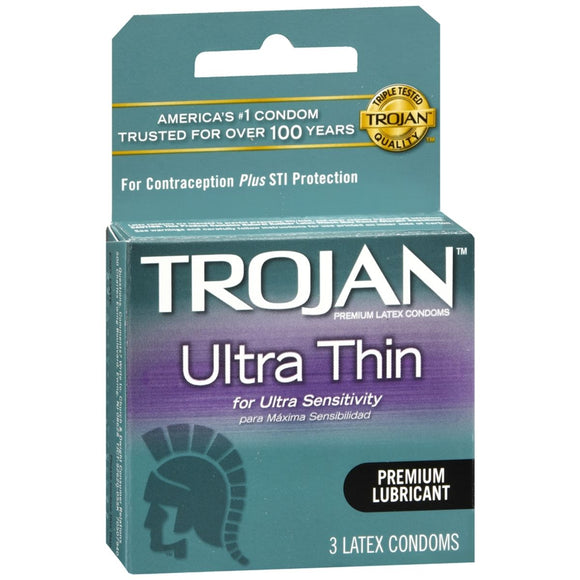 Trojan Ultra Thin Premium Lubricated Latex Condoms - 3 EA