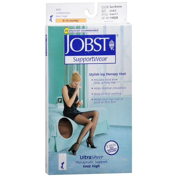 Jobst SupportWear Mild Compression Knee Highs Ultra Sheer Shoe Size 4.5 - 6.5 Sun Bronze - 1 PR