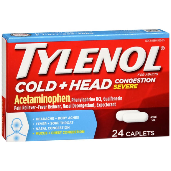 TYLENOL Cold + Head Congestion Severe Caplets - 24 CP