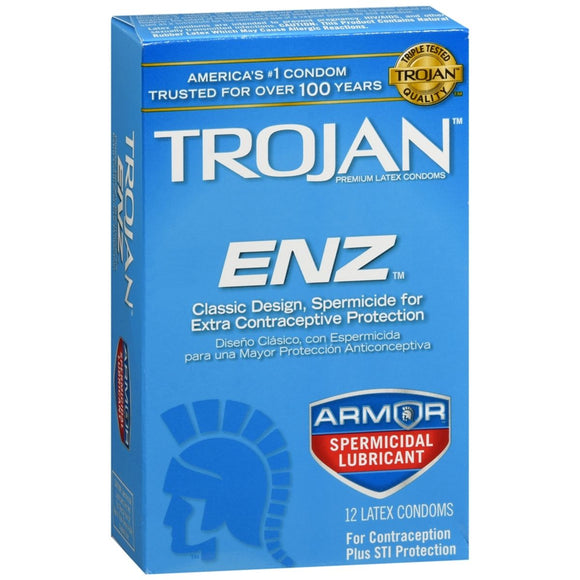 Trojan Enzi Armor Spermicidal Lubricant Latex Condoms - 12 EA