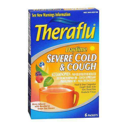 Theraflu Daytime Severe Cold and Cough Berry Infused with Menthol and Green T...