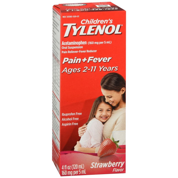 TYLENOL Children's Pain + Fever Oral Suspension Strawberry Flavor - 4 OZ