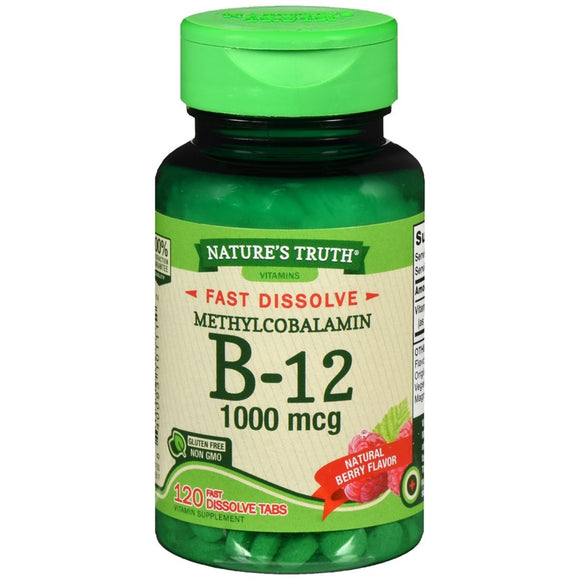 Nature's Truth Sublingual Methylcobalamin B-12 1000 mcg Fast Dissolve Tabs Natural Berry Flavor - 120 TB