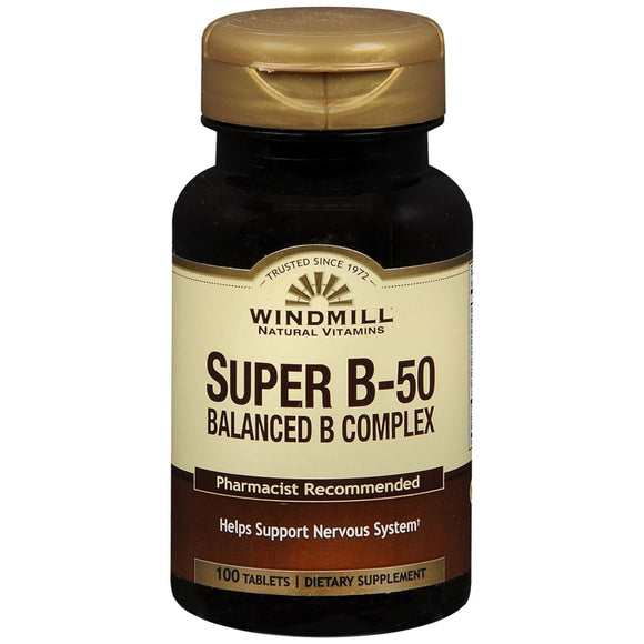 Windmill Super B-50 Balanced B Complex Tablets - 100 TB