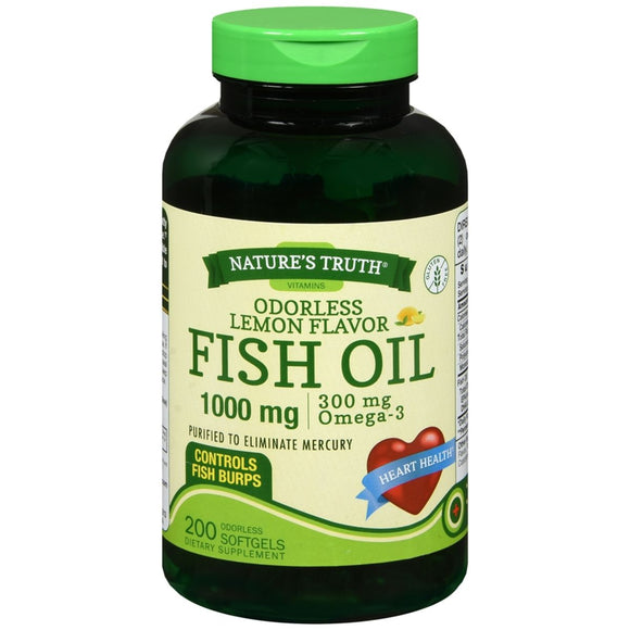 Nature's Truth Fish Oil 1000 mg Odorless Softgels Lemon Flavor - 200 CP