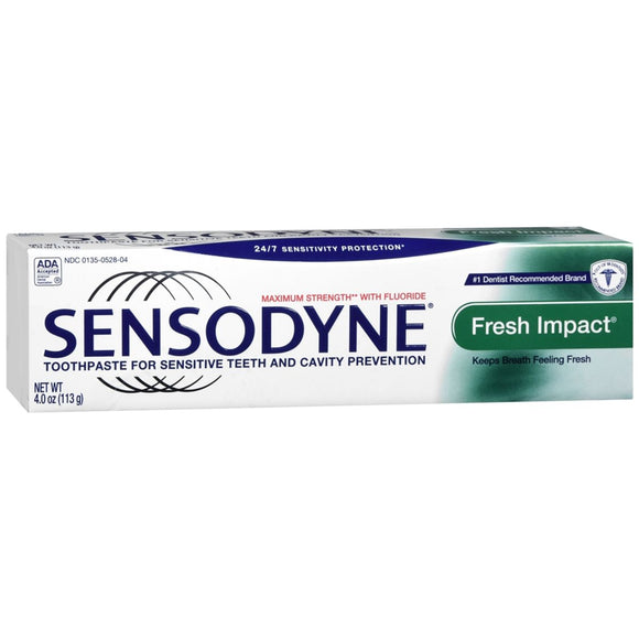 Sensodyne Toothpaste for Sensitive Teeth and Cavity Prevention Fresh Impact - 4 OZ