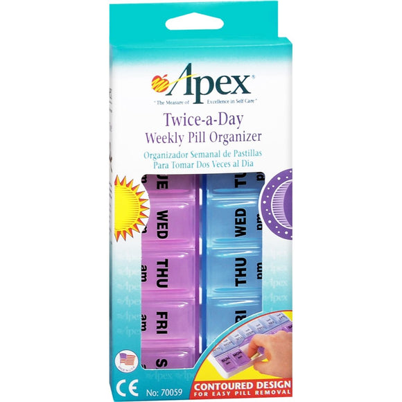 Apex Twice-A-Day Weekly Pill Organizer - 1 EA