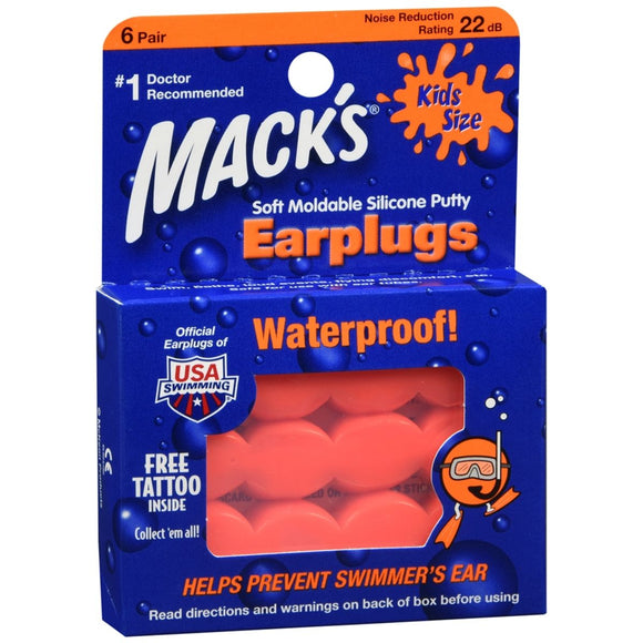 Mack's Soft Moldable Silicone Putty Earplugs Kids Size - 6 PR