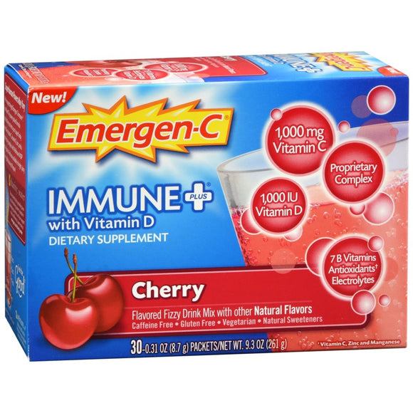 Emergen-C Immune Plus With Vitamin D Fizzy Drink Mix Cherry - 30 EA