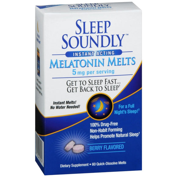 Sleep Soundly Instant Acting Melatonin 5 mg Melts Berry Flavored - 60 EA