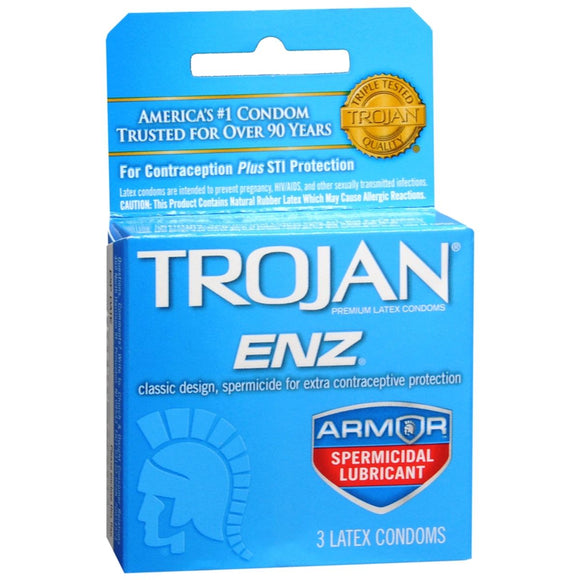TROJAN ENZ Spermicidal Lubricant Latex Condoms - 3 EA