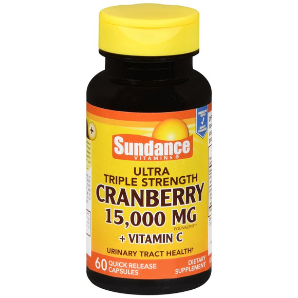 Sundance Vitamins Ultra Triple Strength Cranberry 15,000 mg + Vitamin C Capsules - 60 CP