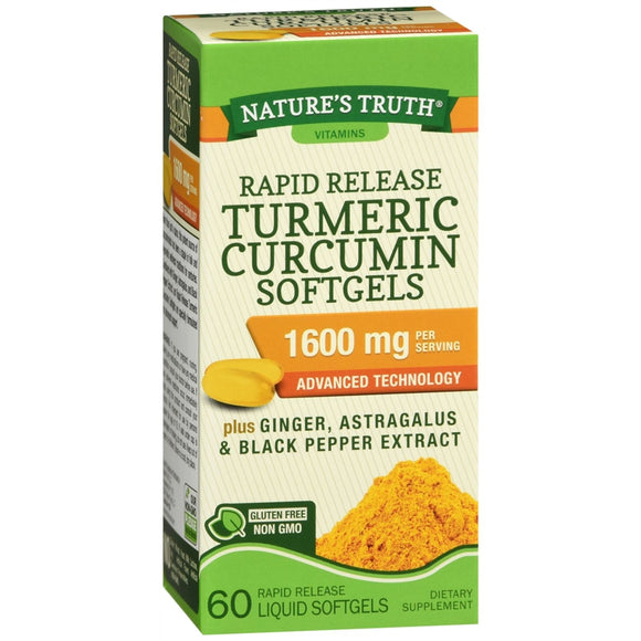 Nature's Truth Rapid Release Turmeric Curcumin 1600 mg Per Serving Softgels 60 cp