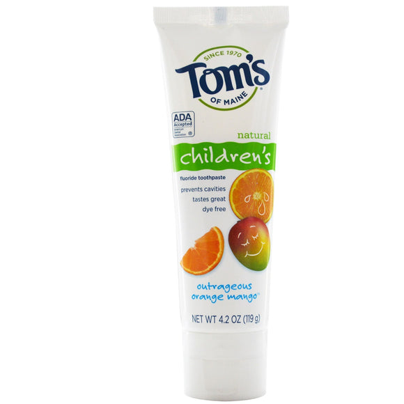 Tom's of Maine Natural Children's Fluoride Toothpaste Outrageous Orange Mango 4.2 OZ
