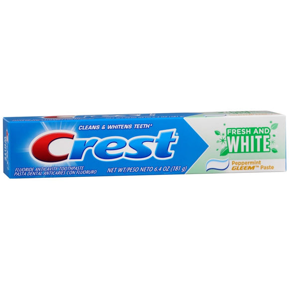 Crest Fresh and White Fluoride Anticavity Toothpaste Peppermint Gleem - 6.4 OZ