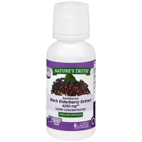 Nature's Truth Sambucus Black Elderberry Extract 4,250 mg Super Concentrated Liquid 8 oz