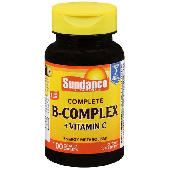 Sundance Vitamins Complete B-Complex + Vitamin C Coated Caplets - 100 TB