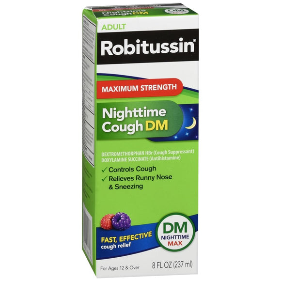 Robitussin Adult Nighttime Cough DM Liquid Maximum Strength - 8 OZ