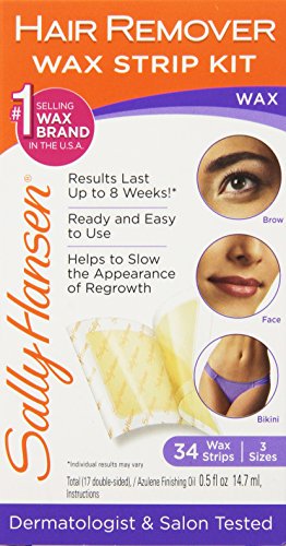 Sally Hansen Hair Remover Wax Strip Kit for Face, Brows & Bikini, 34 Strips (...