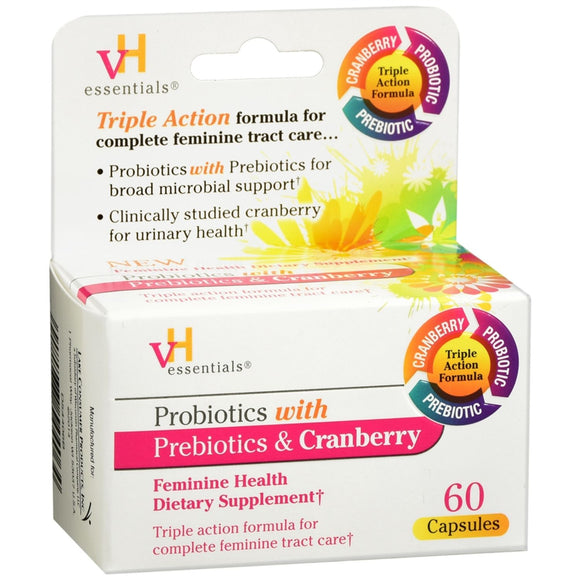 vH Essentials Probiotic with Prebiotics & Cranberry Feminine Health Dietary Supplement Capsules 60 cp