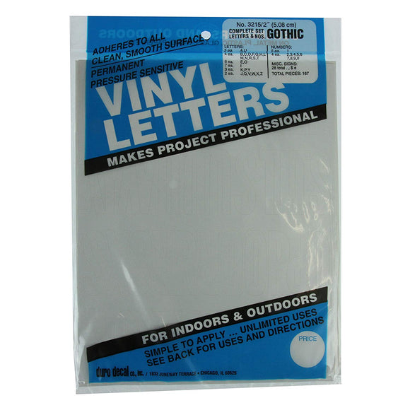 VINYL LETTERS NUMB-GOTHIC/WH