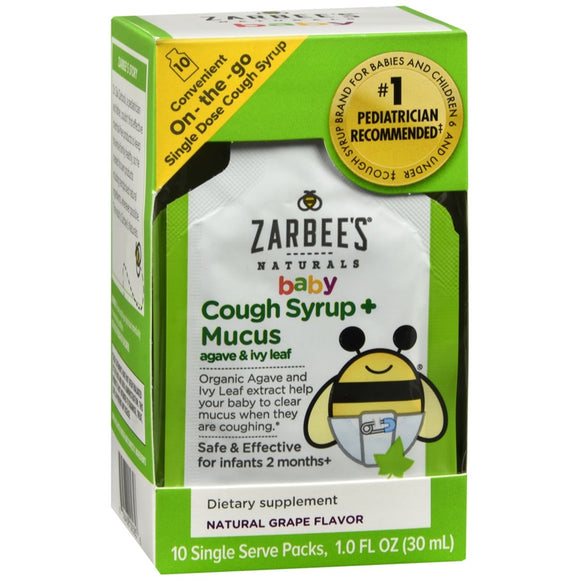 Zarbee's Naturals Baby Cough Syrup + Mucus Single Serve Packs Natural Grape Flavor - 30 ML
