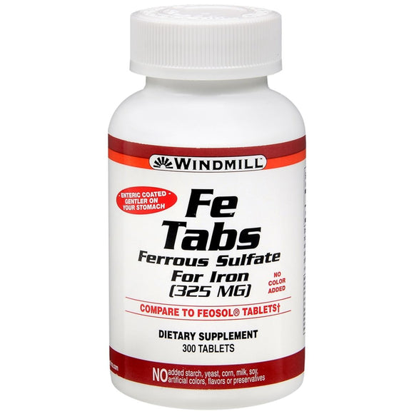Windmill Fe Tabs Ferrous Sulfate for Iron 325 mg Tablets - 300 TB