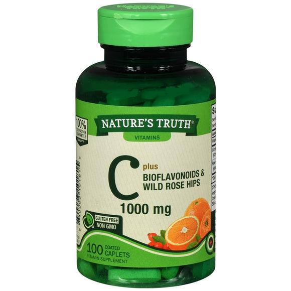 Nature's Truth Vitamin C 1000 mg plus Bioflavonoids & Wild Rose Hips Coated Caplets - 100 CP