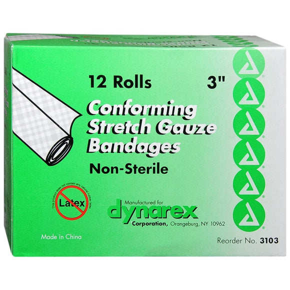 Dynarex Conforming Stretch Gauze Bandages 3 Inch Non-Sterile - 12 EA