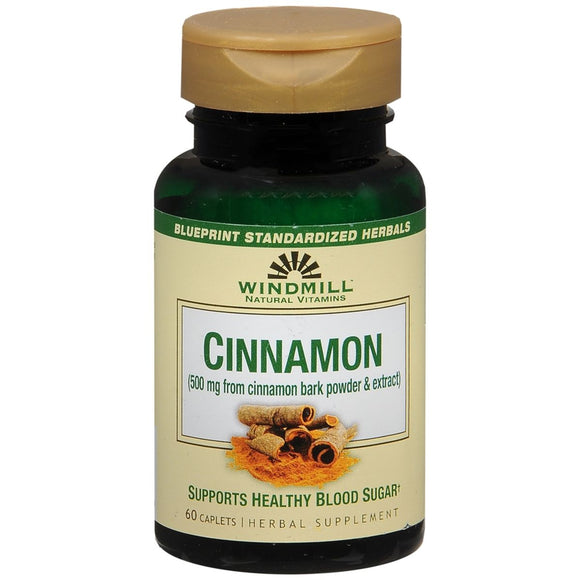 Windmill Natural Vitamins Cinnamon 500mg Herbal Supplement Caplets - 60 CP
