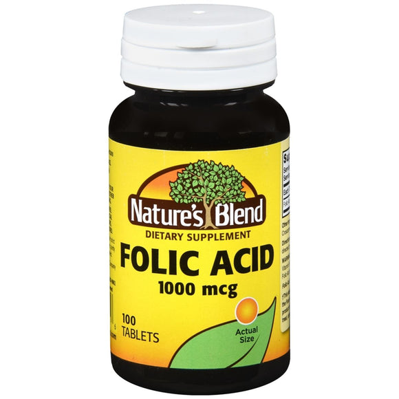 Nature's Blend Folic Acid 1000 mcg 100 Tablets