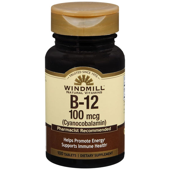 Windmill B-12 (Cyanocobalamin) 100 mcg Tablets - 100 TB