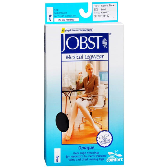 JOBST OPAQUE KNEE 20-30 CLOSED TOE CLASSIC BLACK SM