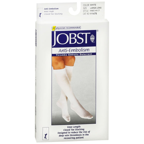 JOBST Anti-Embolism Stocking Knee Length Closed Toe Large Long White 1 pr
