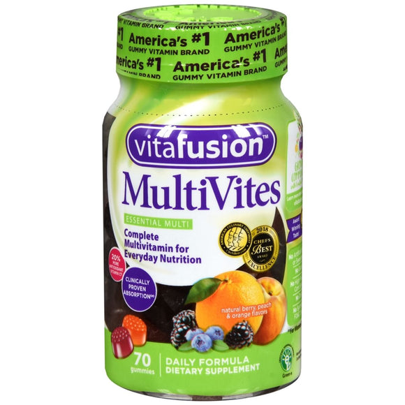 Vitafusion MultiVites Gummies Natural Berry, Peach & Orange Flavors - 70 EA