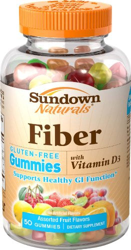 Sundown Naturals Fiber with D3 Gummies, 50 Count - Buy Packs and Save (Pack of 2)