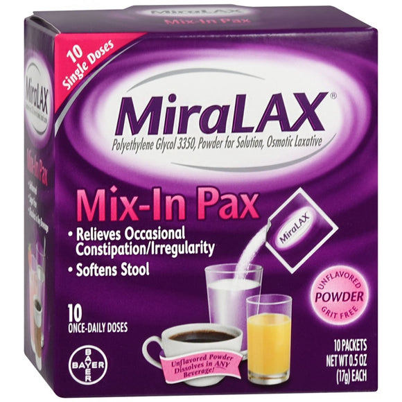 MiraLAX Mix-In Pax Powder Packets Unflavored - 10 EA
