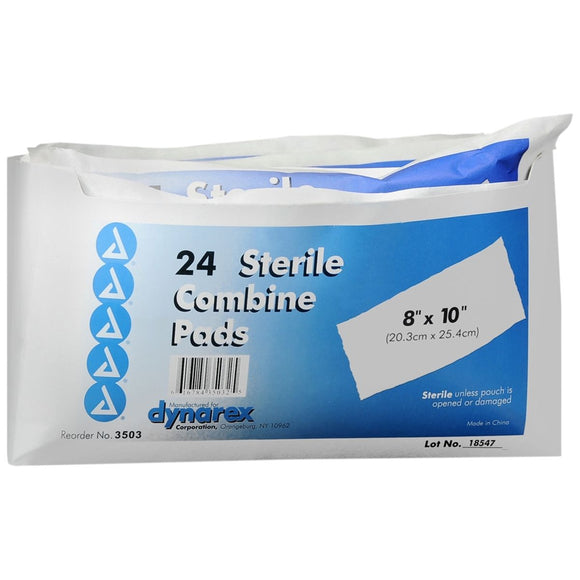 Dynarex Sterile Combine Pads 8 inches x 10 inches - 24 EA