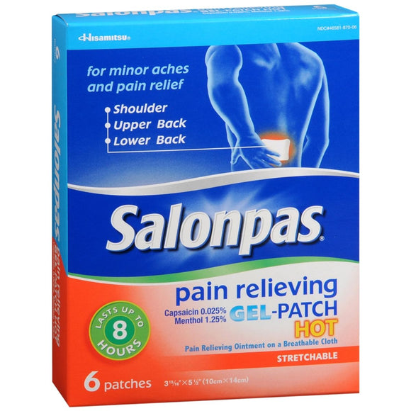 Salonpas Pain Relieving Gel-Patches Hot - 6 EA