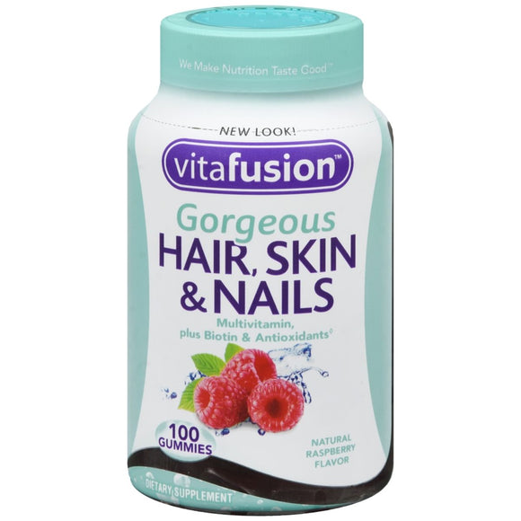 Vitafusion Gorgeous Hair, Skin & Nails Gummies Natural Raspberry Flavor - 100 EA