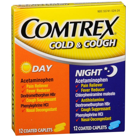 Comtrex Cold & Cough Coated Caplets Day/Night - 24 CP