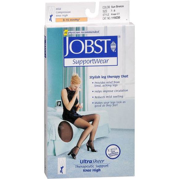 Jobst Ultra Sheer Women's Mild Closed Toe Therapeutic Support Knee Highs Size 7-9 Sun Bronze - 1 PR