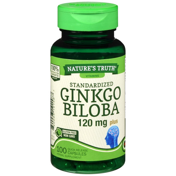 Nature's Truth Standardized Extract Ginkgo Biloba 120 mg Plus Quick Release Capsules - 100 CP